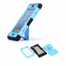 Walleva Blue Shock Resistant+Stand Case For iPhone 5